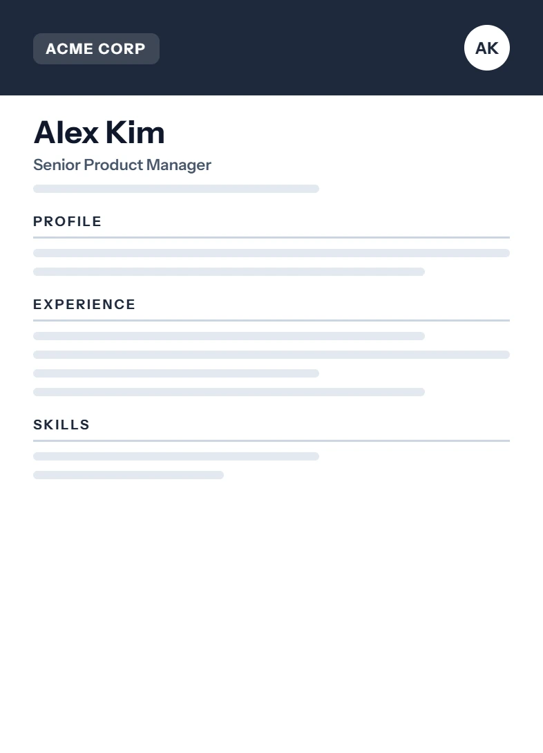Custom Corporate CV template preview